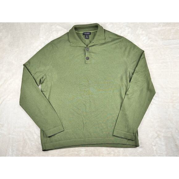 Banana Republic Sweater Mens XL Green Premium Luxe Collared Silk Cashmere - Picture 1 of 7